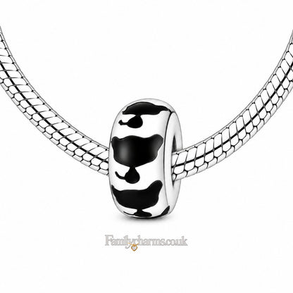 Cute Cat Charm Stopper with Silicone Ring Sterling Silver Charm Hallmarked S925 for Charm Bracelet and Necklace