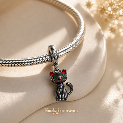 Cute Cat Pendant Charm for Bracelet, S925 Sterling Silver