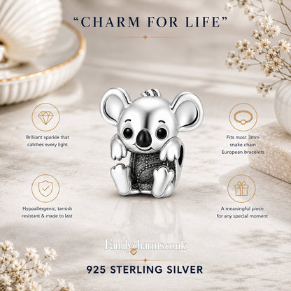 Cute Koala Charm Hallmarked S925 for Charm Bracelet and Necklace