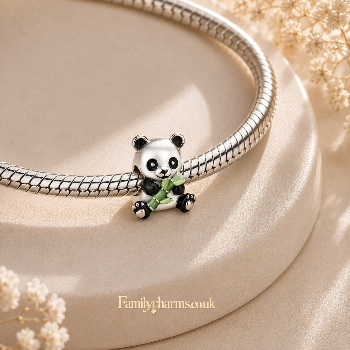 Cute Panda Sterling Silver Charm Hallmarked S925 for Charm Bracelet and Necklace