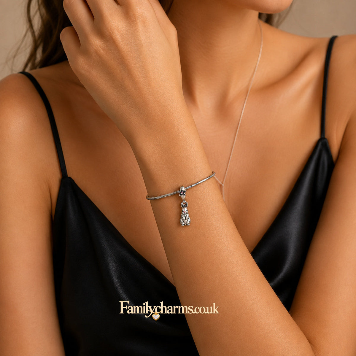 Cute Rabbit Bunny Dangle Charm Hallmarked S925 for Charm Bracelet and Necklace