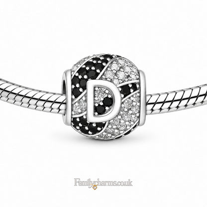 Alphabets Letter D Sterling Silver Charm Hallmarked S925 for Charm Bracelet and Necklace