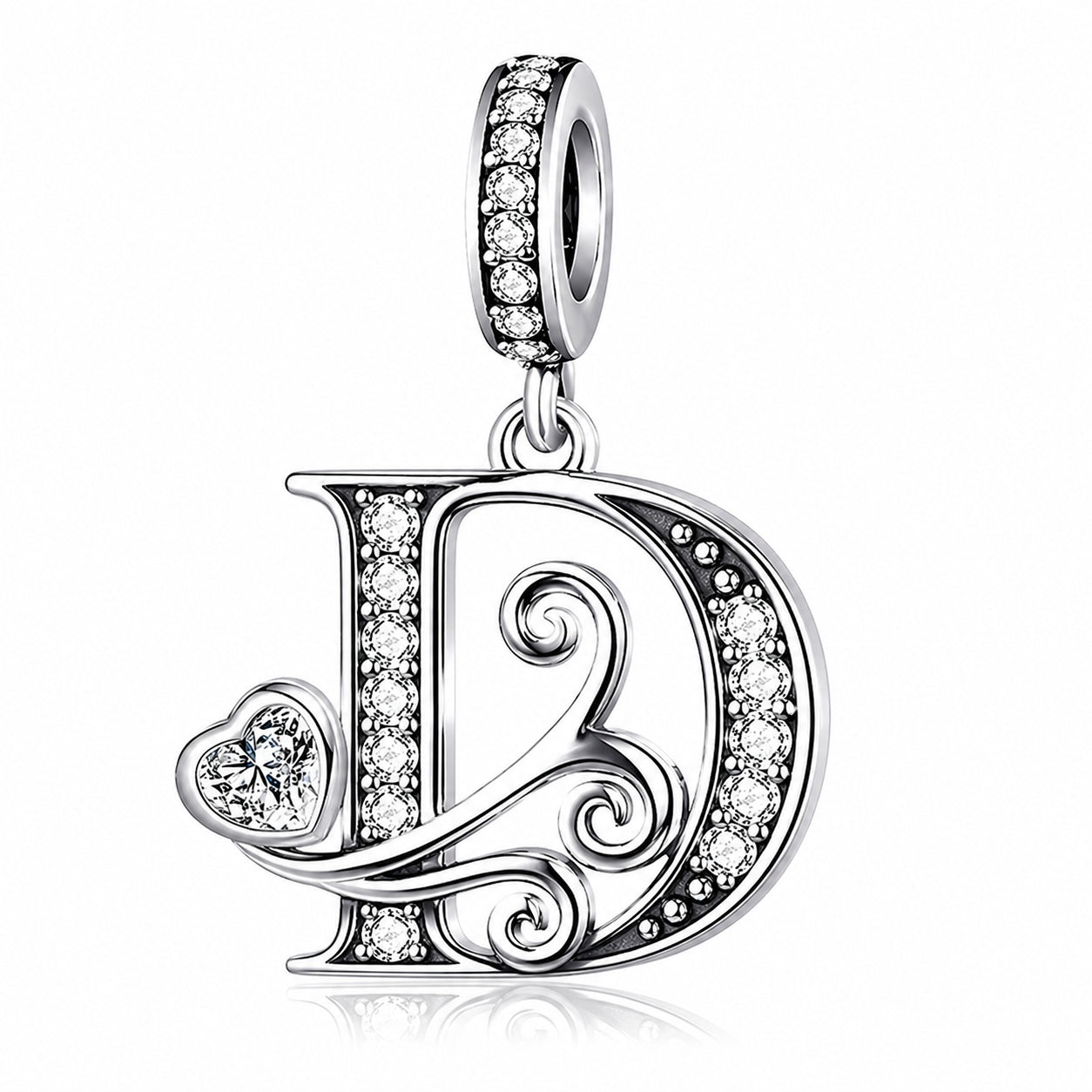 Classic Alphabet Letters A to Z Sterling Silver Dangle Charm Hallmarked S925 for Charm Bracelet and Necklace