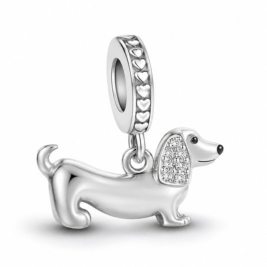 S925 Sterling Silver Dachshund Pendant Charm For Bracelets