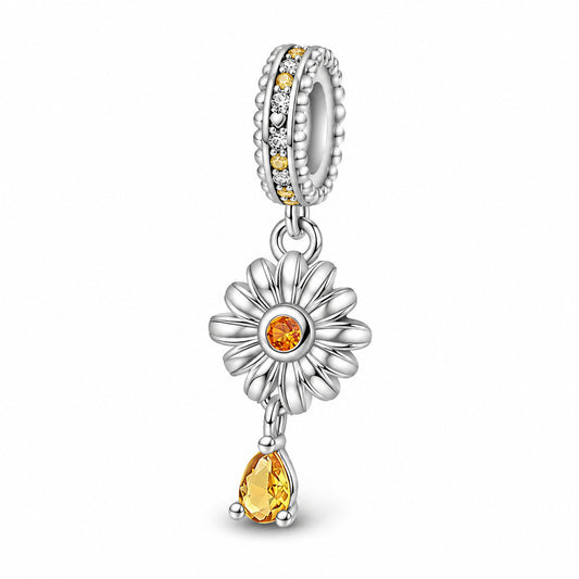 S925 Sterling Silver Daisy Bloom Dangle Charm For Bracelets