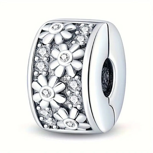 Daisy Flower Clip Sterling Silver Charm Hallmarked S925 for Charm Bracelet and Necklace