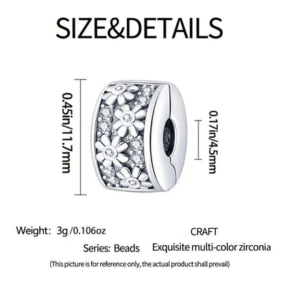 Daisy Flower Clip Sterling Silver Charm Hallmarked S925 for Charm Bracelet and Necklace