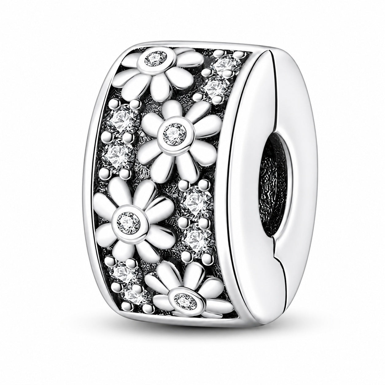 Daisy Flower Clip Sterling Silver Charm Hallmarked S925 for Charm Bracelet and Necklace