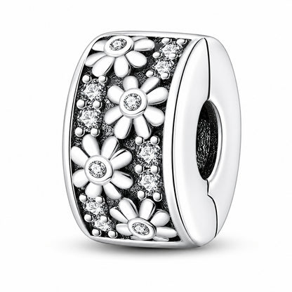 Daisy Flower Clip Sterling Silver Charm Hallmarked S925 for Charm Bracelet and Necklace