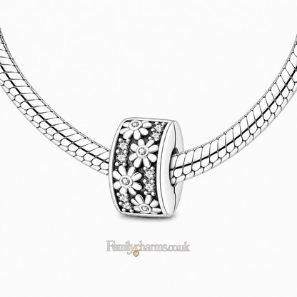 Daisy Flower Clip Sterling Silver Charm Hallmarked S925 for Charm Bracelet and Necklace