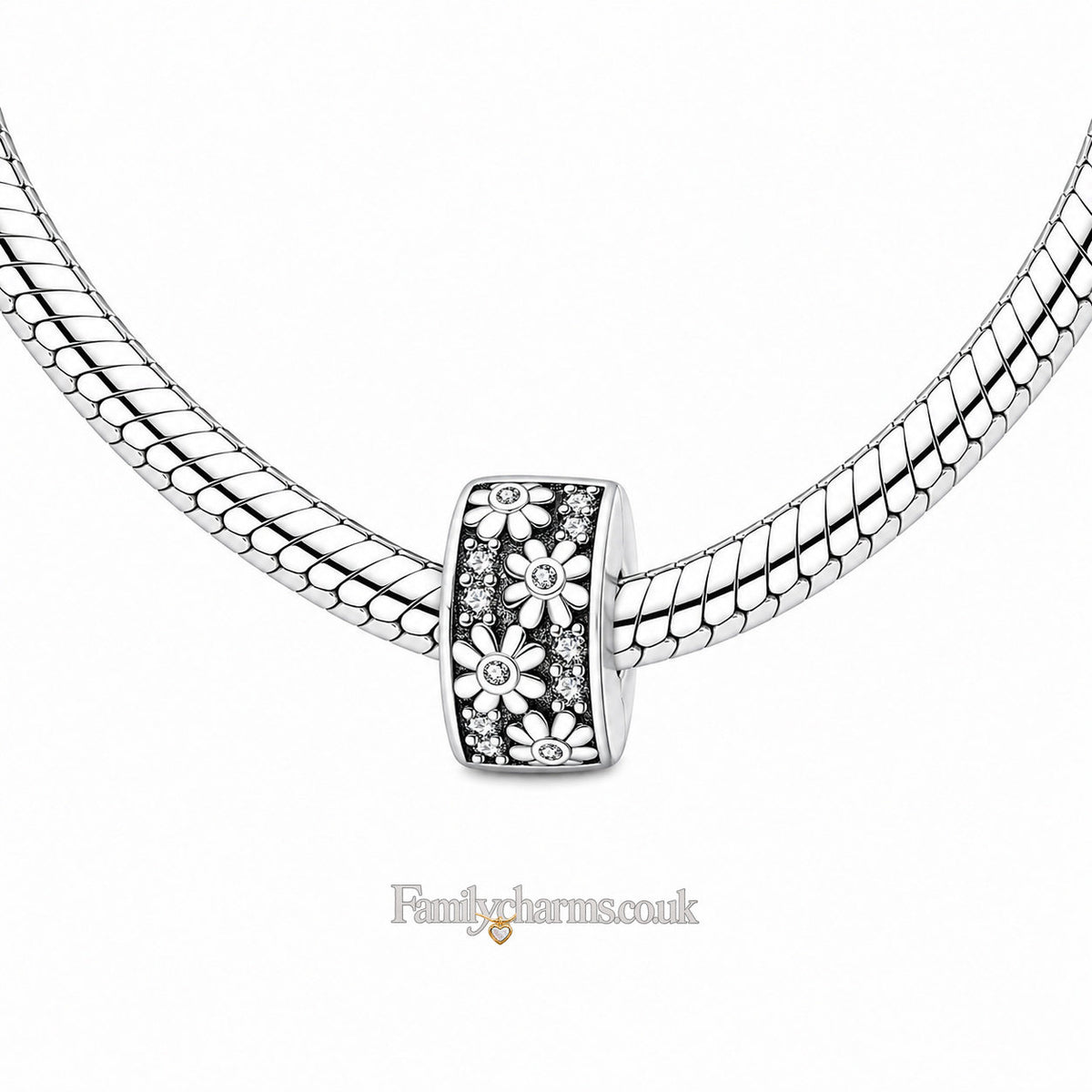 Daisy Flower Clip Sterling Silver Charm Hallmarked S925 for Charm Bracelet and Necklace