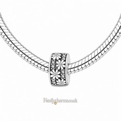 Daisy Flower Clip Sterling Silver Charm Hallmarked S925 for Charm Bracelet and Necklace
