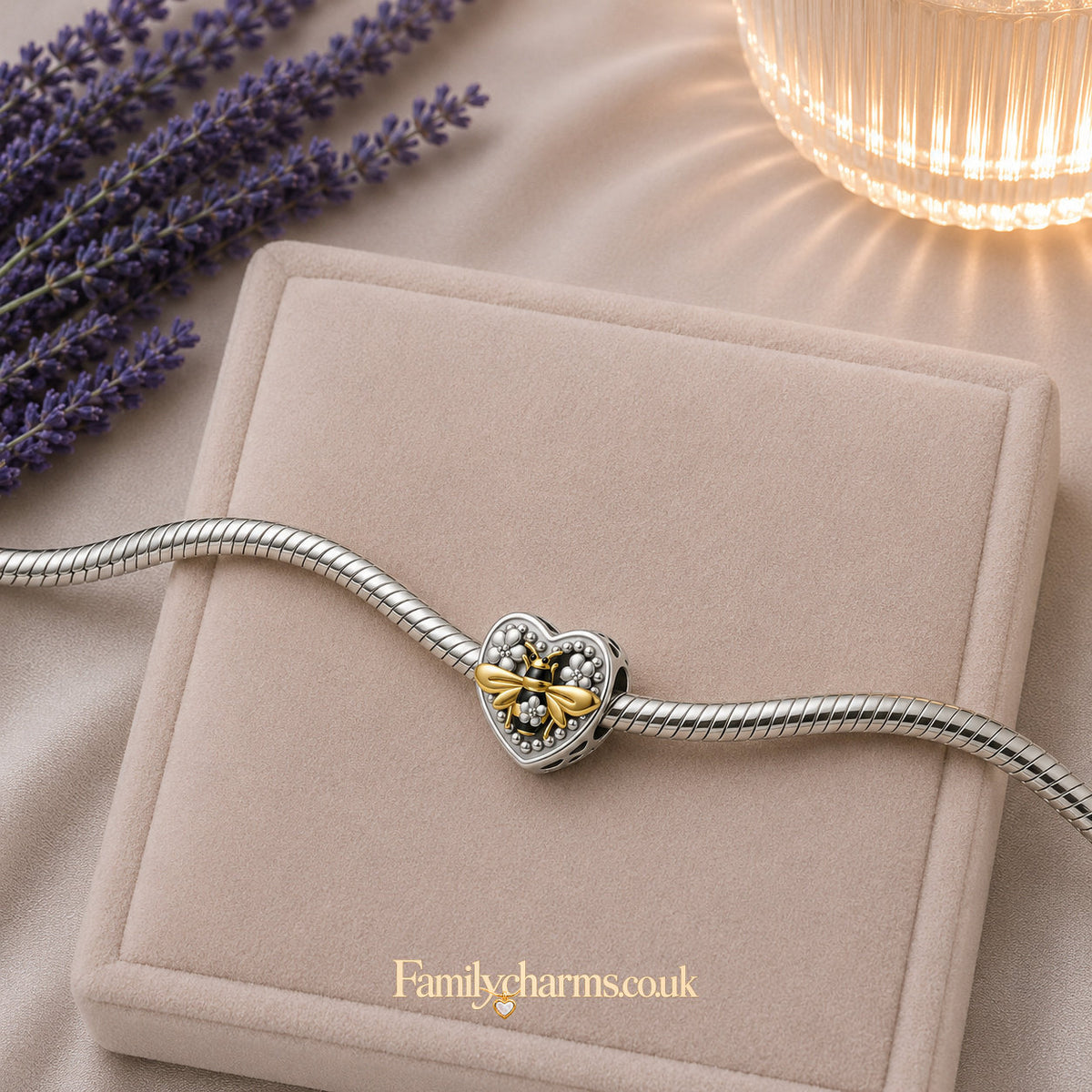 Dancing Bee Heart Charm Hallmarked S925 for Charm Bracelet and Necklace