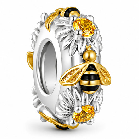 Dancing Bee Stopper Sterling Silver Charm Hallmarked S925 for Charm Bracelet and Necklace