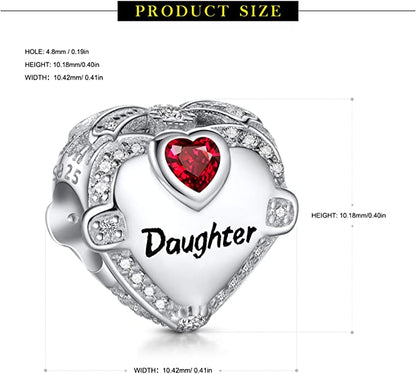 Daughter I Love You Sterling Silver Charm Hallmarked S925 for Charm Bracelet and Necklace