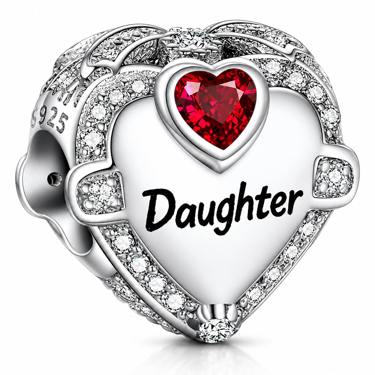 Daughter I Love You Sterling Silver Charm Hallmarked S925 for Charm Bracelet and Necklace