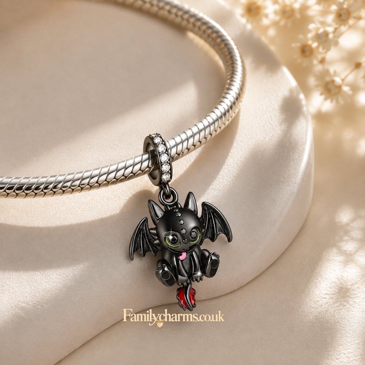 Black Dragon Sterling Silver Charm Hallmarked S925 for Charm Bracelet and Necklace