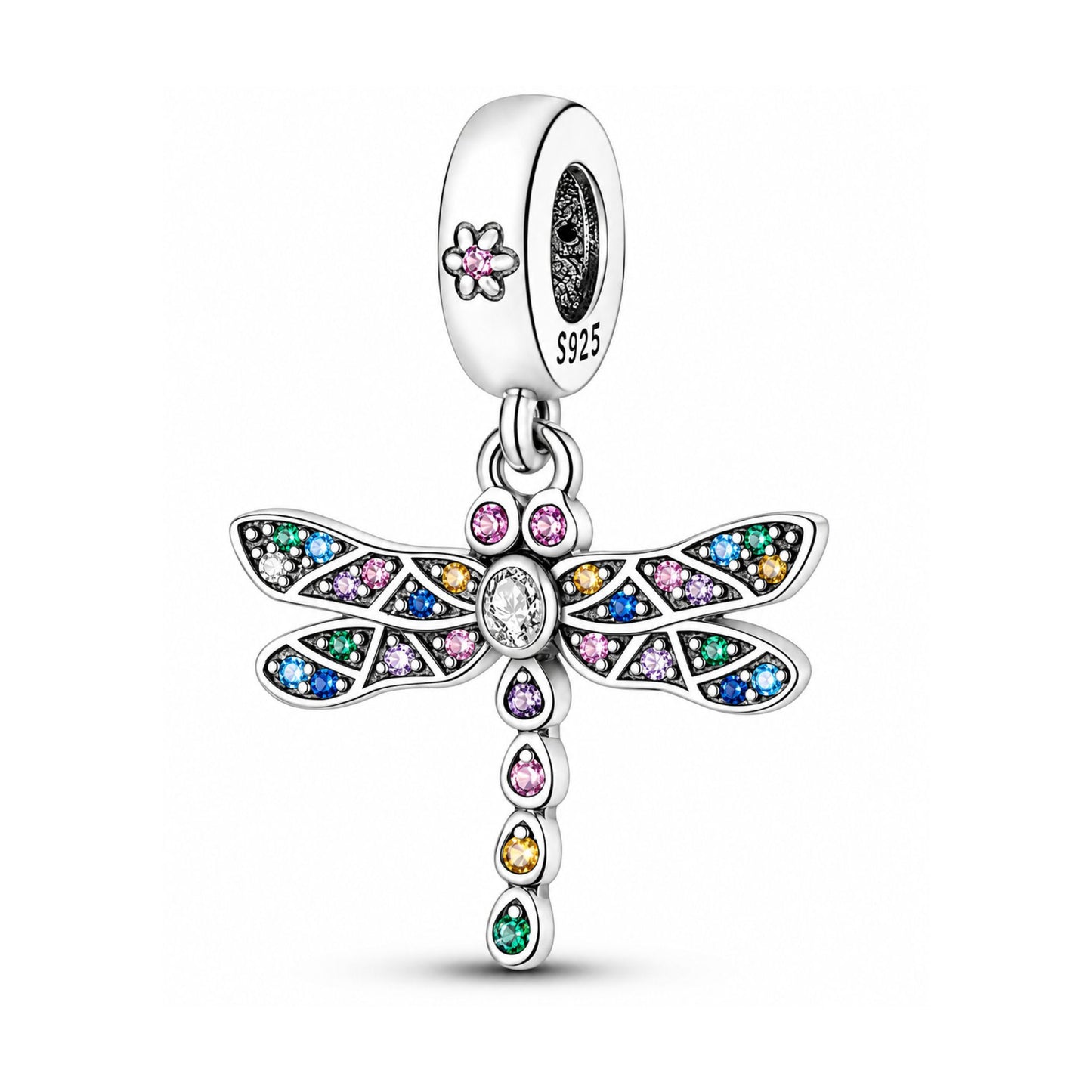 Dragonfly Dangle Sterling Silver Charm Hallmarked S925 for Charm Bracelet and Necklace