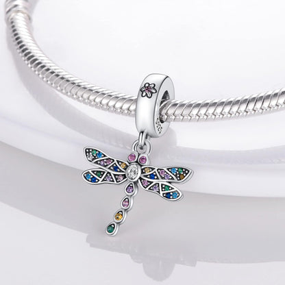 Dragonfly Dangle Sterling Silver Charm Hallmarked S925 for Charm Bracelet and Necklace