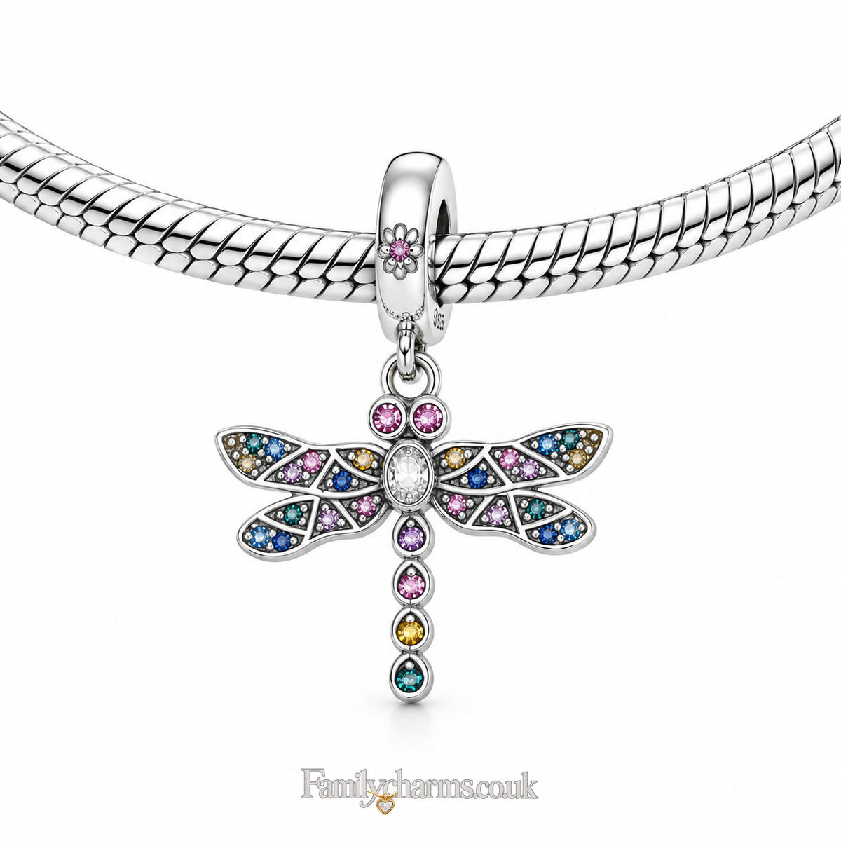 Dragonfly Dangle Sterling Silver Charm Hallmarked S925 for Charm Bracelet and Necklace