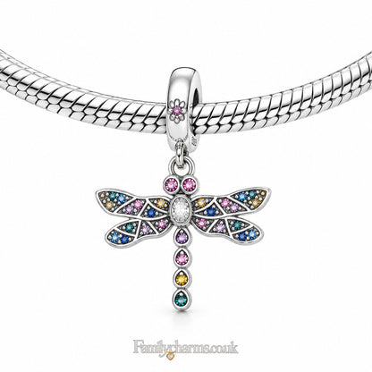 Dragonfly Dangle Sterling Silver Charm Hallmarked S925 for Charm Bracelet and Necklace