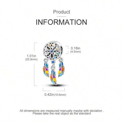 Dream Come True Dreamcatcher Sterling Silver Charm Hallmarked S925 for Charm Bracelet and Necklace