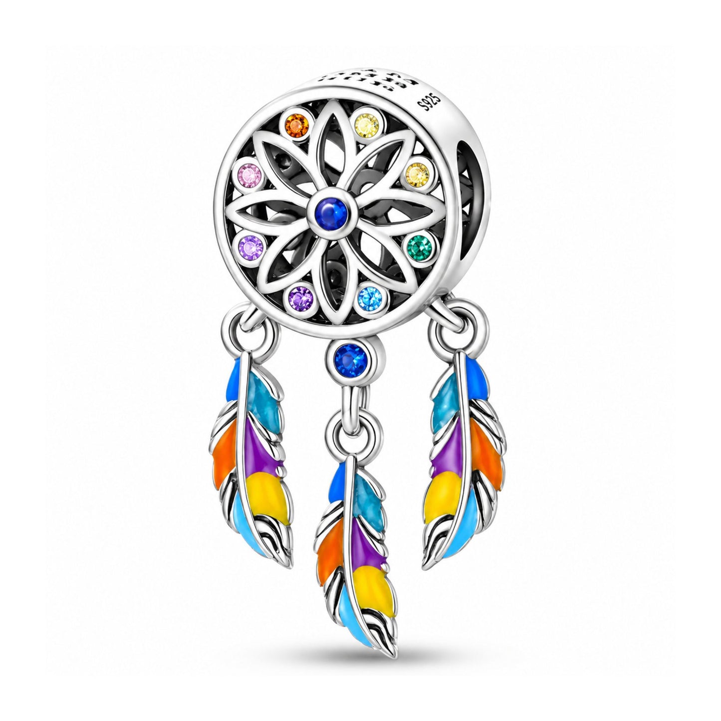 Dream Come True Dreamcatcher Sterling Silver Charm Hallmarked S925 for Charm Bracelet and Necklace