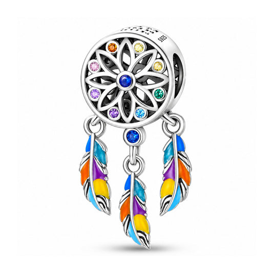 Dream Come True Dreamcatcher Sterling Silver Charm Hallmarked S925 for Charm Bracelet and Necklace