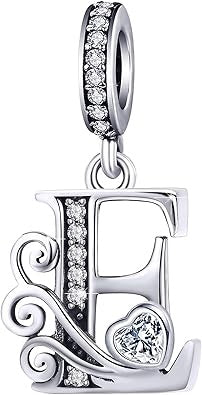 Classic Alphabet Letters A to Z Sterling Silver Dangle Charm Hallmarked S925 for Charm Bracelet and Necklace