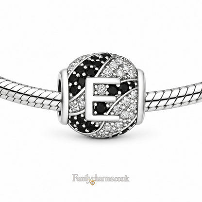 Alphabets Letter E Sterling Silver Charm Hallmarked S925 for Charm Bracelet and Necklace