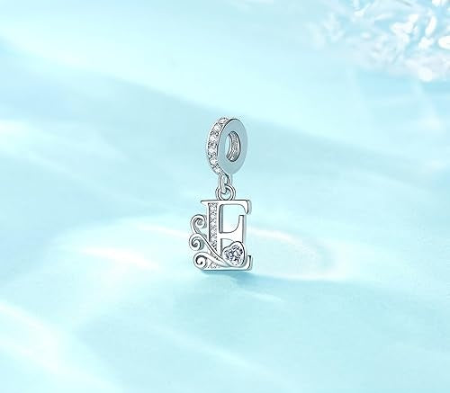Classic Alphabet Letters A to Z Sterling Silver Dangle Charm Hallmarked S925 for Charm Bracelet and Necklace