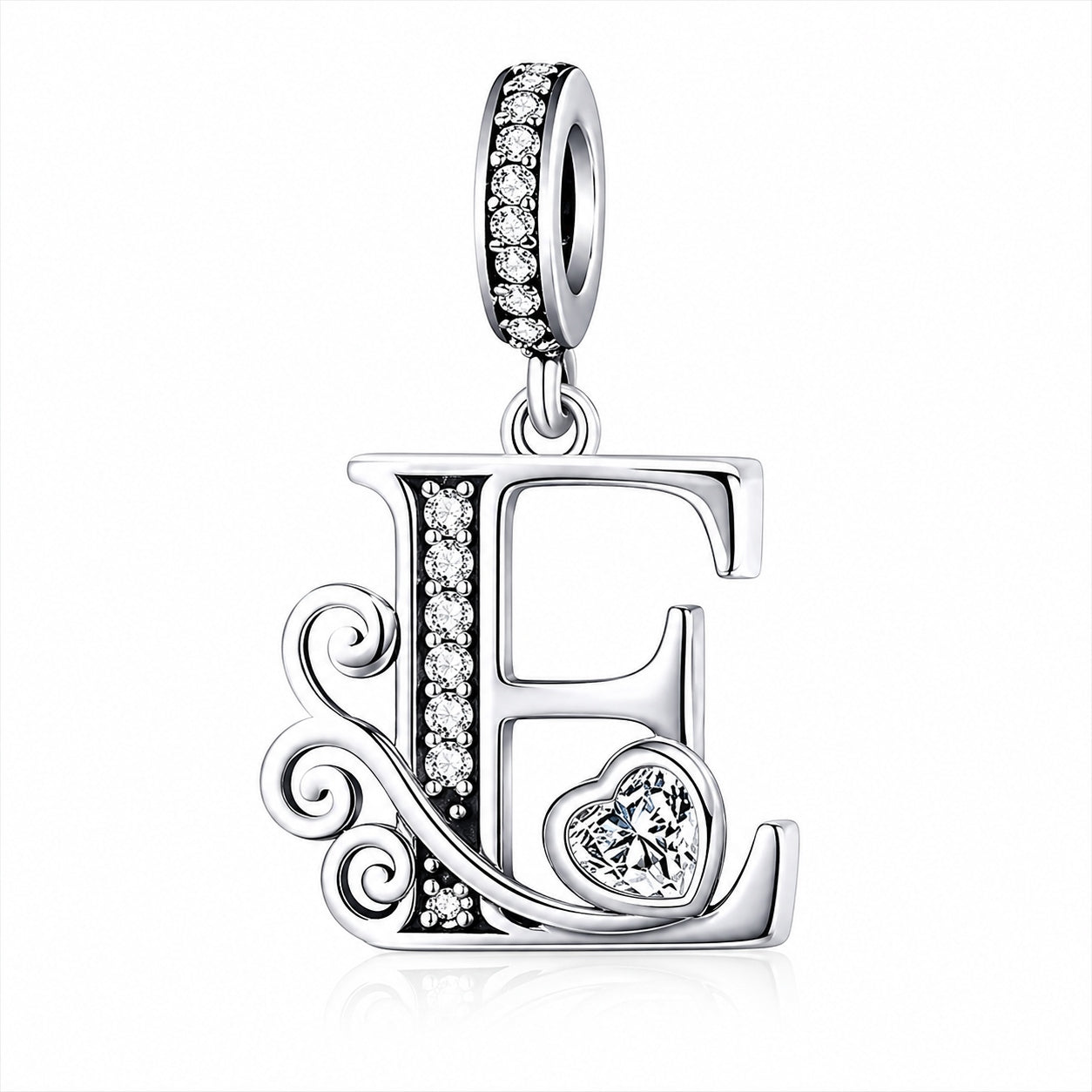 Classic Alphabet Letters A to Z Sterling Silver Dangle Charm Hallmarked S925 for Charm Bracelet and Necklace