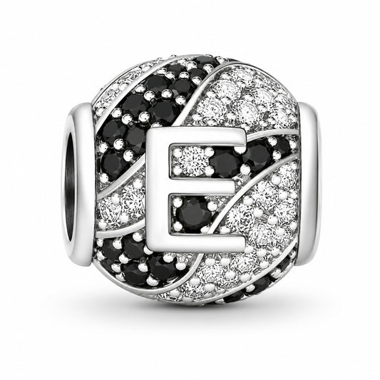 Alphabets Letter E Sterling Silver Charm Hallmarked S925 for Charm Bracelet and Necklace