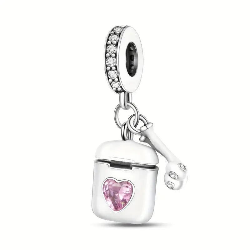 Earphone Earpods Sterling Silver Charm Hallmarked S925 for Charm Bracelet and Necklace