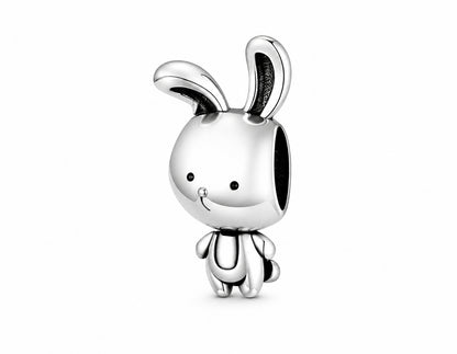 Cute Rabbit Bunny Sterling Silver Charm Hallmarked S925 for Charm Bracelet and Necklace