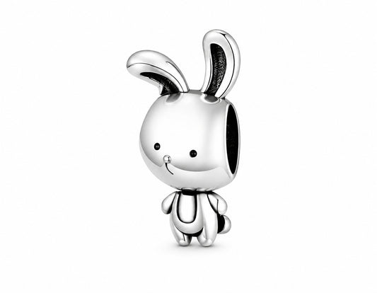 Cute Rabbit Bunny Sterling Silver Charm Hallmarked S925 for Charm Bracelet and Necklace