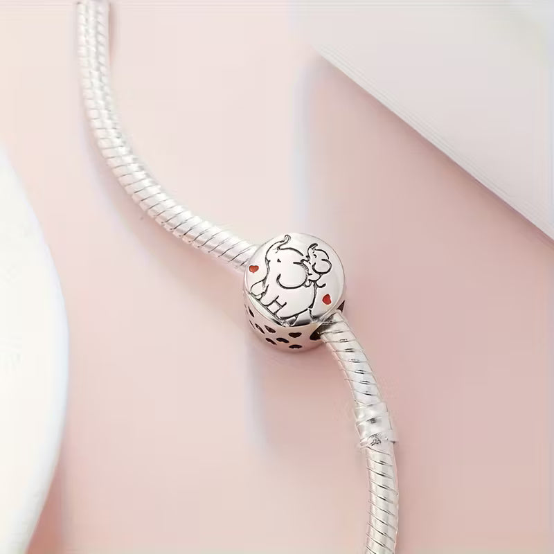Elephant Bead Sterling Silver Charm Hallmarked S925 for Charm Bracelet and Necklace