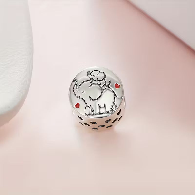 Elephant Bead Sterling Silver Charm Hallmarked S925 for Charm Bracelet and Necklace