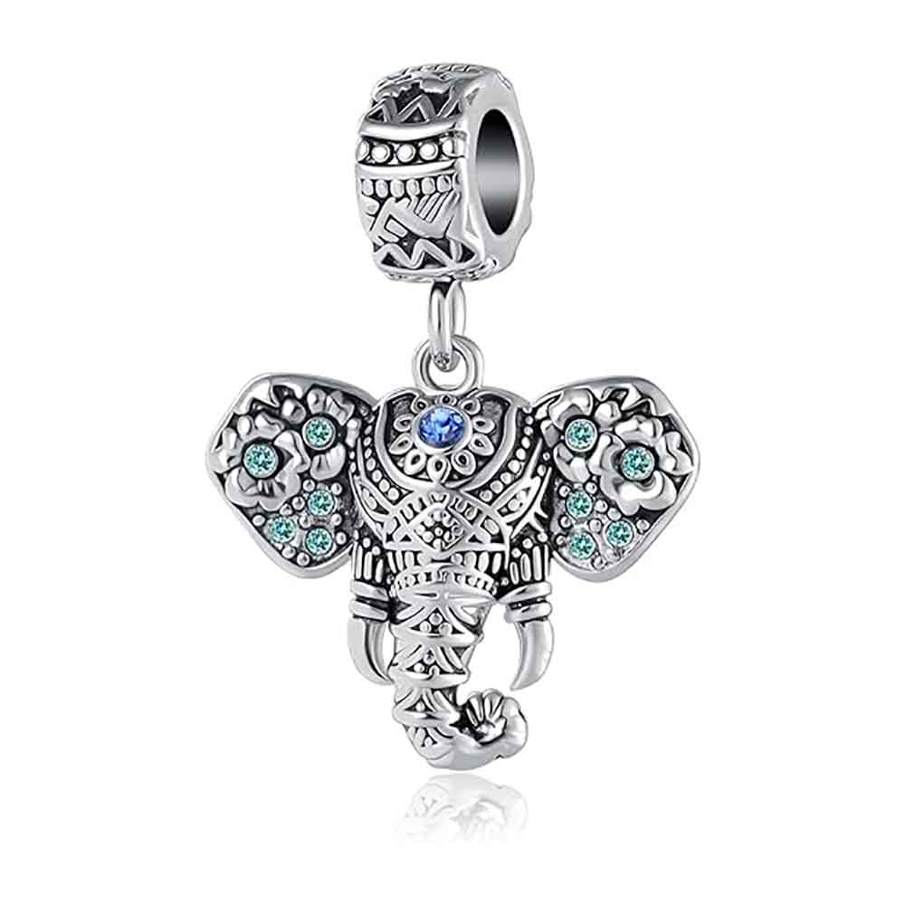 Elephant Dangle Animal Sterling Silver Charm Hallmarked S925 for Charm Bracelet and Necklace