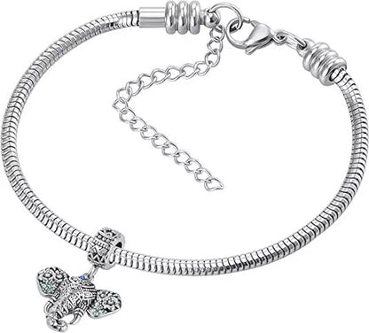 Elephant Dangle Animal Sterling Silver Charm Hallmarked S925 for Charm Bracelet and Necklace