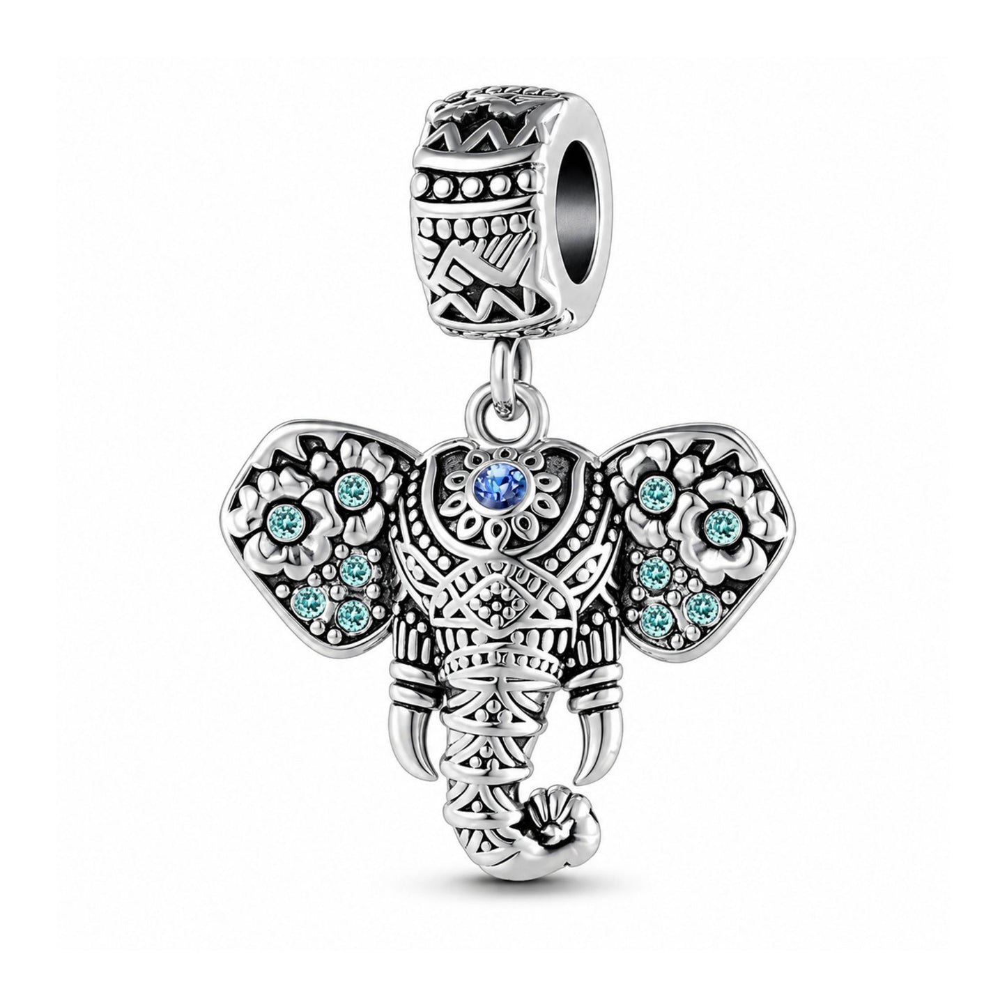 Elephant Dangle Animal Sterling Silver Charm Hallmarked S925 for Charm Bracelet and Necklace