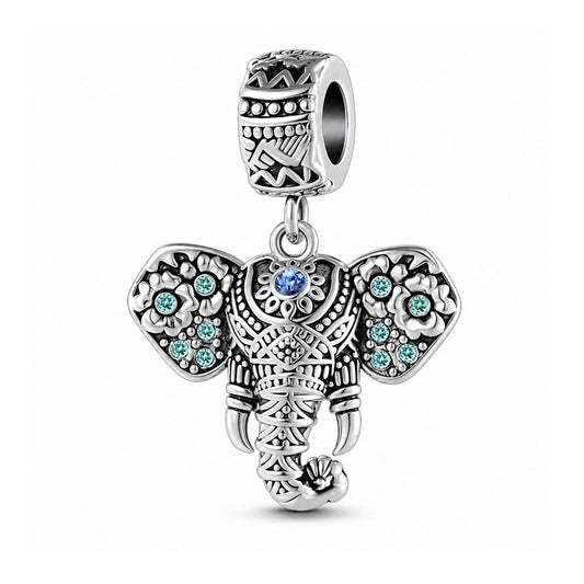 Elephant Dangle Animal Sterling Silver Charm Hallmarked S925 for Charm Bracelet and Necklace