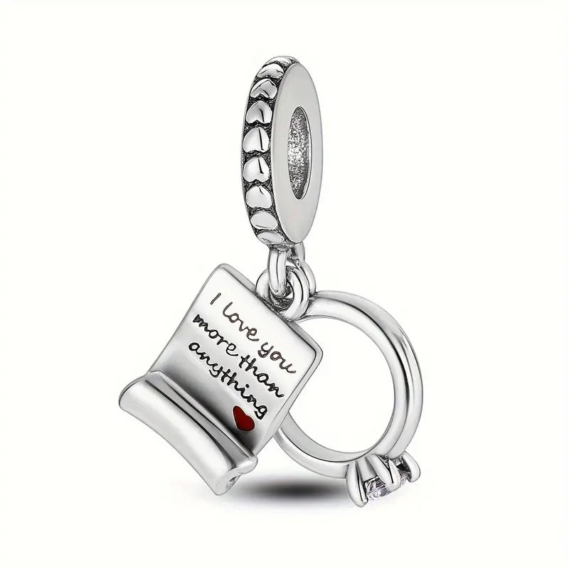 Engagement Promise Ring Charm Sterling Silver Charm Hallmarked S925 for Charm Bracelet and Necklace