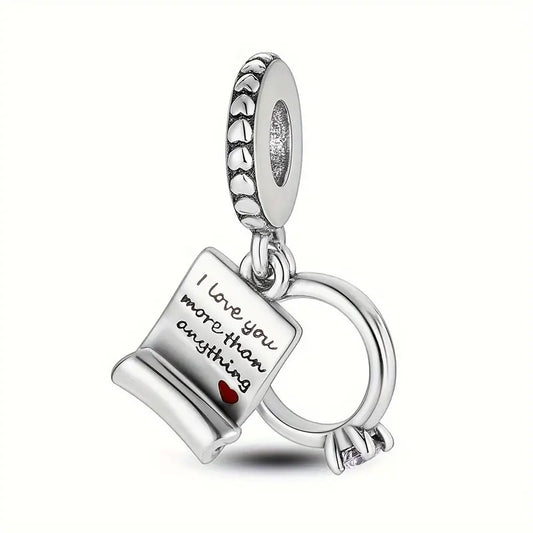 Engagement Promise Ring Charm Sterling Silver Charm Hallmarked S925 for Charm Bracelet and Necklace