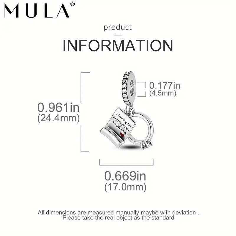 Engagement Promise Ring Charm Sterling Silver Charm Hallmarked S925 for Charm Bracelet and Necklace