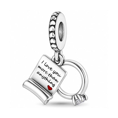 Engagement Promise Ring Charm Sterling Silver Charm Hallmarked S925 for Charm Bracelet and Necklace