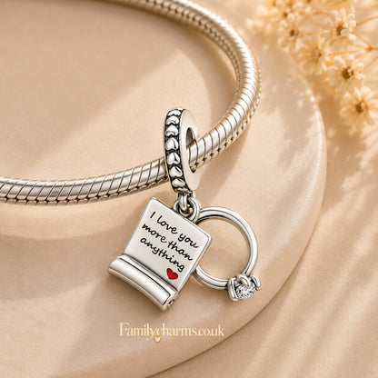 Engagement Promise Ring Charm Sterling Silver Charm Hallmarked S925 for Charm Bracelet and Necklace