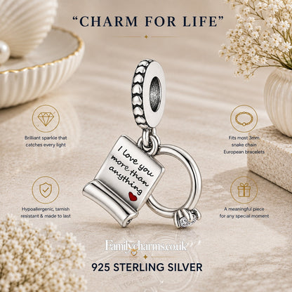 Engagement Promise Ring Charm Sterling Silver Charm Hallmarked S925 for Charm Bracelet and Necklace