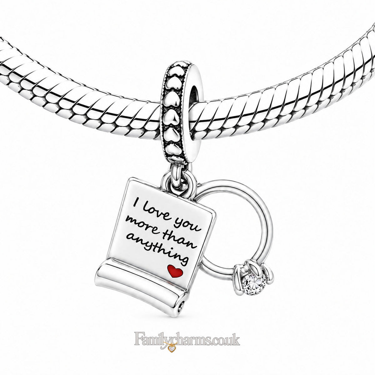 Engagement Promise Ring Charm Sterling Silver Charm Hallmarked S925 for Charm Bracelet and Necklace