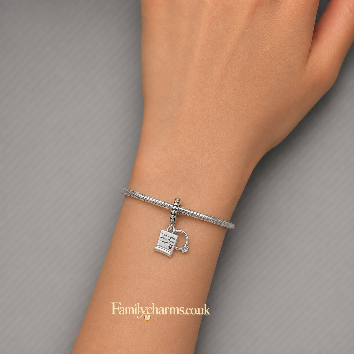 Engagement Promise Ring Charm Sterling Silver Charm Hallmarked S925 for Charm Bracelet and Necklace